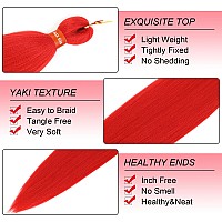 Red Pre Stretched Braiding Hair 30 Inch Kanekalon Box Braid Hair Extensions 6 Packs Yaki Texture Pre Feathered Braids Hair Easy