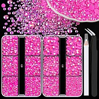 Belleboost Resin Rhinestones Kits 23456Mm Flatback Jelly Rhinestones 2 Box Hot Pink Ab Non Hotfix Crystal Gems For Diy Cra