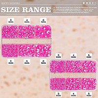 Belleboost Resin Rhinestones Kits 23456Mm Flatback Jelly Rhinestones 2 Box Hot Pink Ab Non Hotfix Crystal Gems For Diy Cra