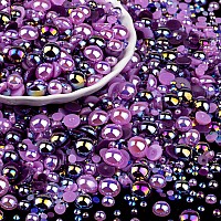 100G Flatback Pearls And Rhinestones Set 4Purple Series Mixed Size 310Mm Resin Rhinestones And Half Pearls For Nail Art And C