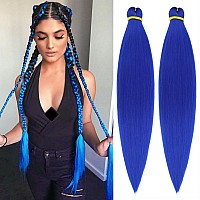 Leeven Blue Pre Stretched Braiding Hair 30 Inch 2 Pack Braiding Hair Blue Braiding Hair Extensions For Braiding Crochet Hair Az