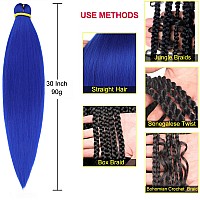 Leeven Blue Pre Stretched Braiding Hair 30 Inch 2 Pack Braiding Hair Blue Braiding Hair Extensions For Braiding Crochet Hair Az