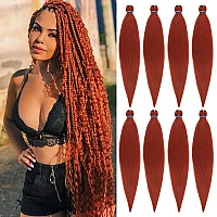 Leeven 36 Inch 8 Packs Ginger Pre Stretched Braiding Hair Long Ombre Braiding Hair Professional Synthetic Hair Extension Yaki Te