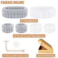 Ceretia Face Washing Headband And Wristband Set Of 2 Microfiber Spa Wristbands With Holder Absorbent Wrist Scrunchies