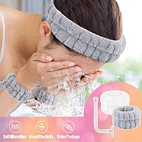 Ceretia Face Washing Headband And Wristband Set Of 2 Microfiber Spa Wristbands With Holder Absorbent Wrist Scrunchies