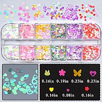 Addfavor 4 Boxes Nail Glitter Luminous Mermaid Chunky Glitter Flakes Fluorescent Mixed Shaped Flower Heart Star Nail Sequins Dec