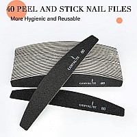 Canvalite 40 Pcs Nail File Reusable Peel And Stick Nail Files Replaceable Emery Boards Nail File For Acrylic Nails Professional