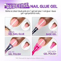 Gelike Ec Sheer Blush Pink Nail Glue Gel 6 In 1 Nail Glue Nude Pink For Clear Acrylic Nail French Manicurelong Lasting Adhesi