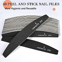 Canvalite 40 Pcs Nail File Reusable Peel And Stick Nail Files Replaceable Emery Boards Nail File For Natural Nails Professional