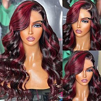 Eagera Ombre Burgundy Body Wave Lace Front Wig Human Hair Highlight Burgundy Lace Front Wigs Human Hair For Women Pre Plucked Wi