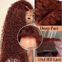 28Inch Reddish Brown Deep Wave Lace Front Wigs Human Hair Wigs For Black Women 180 Density Cooper Red Colored Human Hair Wig 13