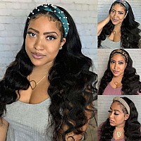 Headband Wig Human Hair Wigs Body Wave Headband Wig Glueless Human Hair Wig For Black Women Human Hair Glueless None Lace Front