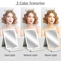 Rrtide Lighted Travel Mirror With Detachable 35Inch 10X 20X Magnifying Mirror Portable Led Tabletop Cosmetic Mirror Of 8 5