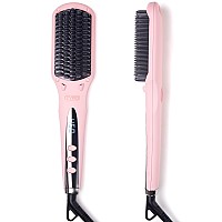 Tymo Ionic Hair Straightener Brush Straightening Comb With 10M Negative Ions 25S Heatup 16 Temps Dual Voltage Led Display