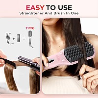 Tymo Ionic Hair Straightener Brush Straightening Comb With 10M Negative Ions 25S Heatup 16 Temps Dual Voltage Led Display