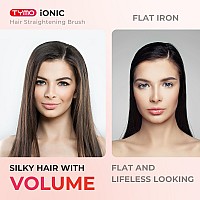 Tymo Ionic Hair Straightener Brush Straightening Comb With 10M Negative Ions 25S Heatup 16 Temps Dual Voltage Led Display