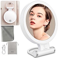 Alovely Travel Magnifying Mirror With Light Lighted Makeup Mirror With 1X10X Magnification Portable Led Vanity Mirror With 3 C