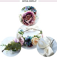 Ynimioaox Handmade Adjustable Flower Wreath Headband Halo Floral Crown Garland Headpiece B22Purple White