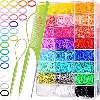 Tsmaddts 24 Colors Rubber Bands 2000 Pcs Elastic Hair Ties With Organizer Box Hair Rubber Bands With Hair Tail Tools And Comb