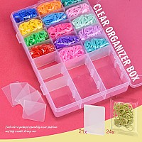 Tsmaddts 24 Colors Rubber Bands 2000 Pcs Elastic Hair Ties With Organizer Box Hair Rubber Bands With Hair Tail Tools And Comb