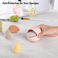 Bezox Makeup Sponge Holder Pack Of 2 Breathable Silicone Beauty Sponge Case For Travel Cute Make Up Blender Container Pink