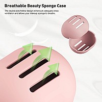 Bezox Makeup Sponge Holder Pack Of 2 Breathable Silicone Beauty Sponge Case For Travel Cute Make Up Blender Container Pink