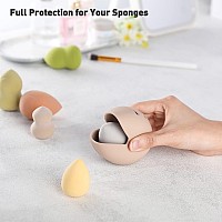 Bezox Makeup Sponge Holder Pack Of 2 Breathable Silicone Beauty Sponge Case For Travel Cute Make Up Blender Container Khak