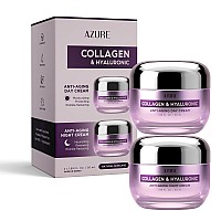 Azure Collagen Hyaluronic Acid Daynight Cream Value Set Renewing Toning Hydrating Face Moisturizer Reduces Wrinkles F