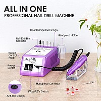 Subay Professional Finger Toe Nail Care Electric Nail Drill Machine Manicure Pedicure Kit Electric Nail Art File Drill With 1 Pa