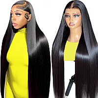 Tunfine 250 Density 13X65 Full Lace Front Wigs Human Hair24 Inch Straight Hd Lace Frontal Wigs Human Hair For Black Womenglu