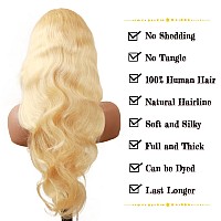 Lapondai 13X6 Body Wave Lace Front Wig Human Hair Pre Plucked With Baby Hair 613 Blonde Transparent Hd Lace Frontal Wig 180 Den