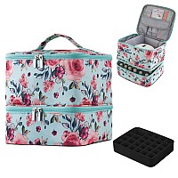 Buruis Nail Polish Organizer Doublelayer Nail Tools And Nail Dryer Case Holds 27 Various Size Bottles 15Ml 05 Floz Or La