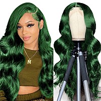 Dark Green Lace Front Wigs Human Hair Body Wave 13X4 Hd Lace Frontal Wig Pre Plucked With Baby Hair Green Colored Brazilian Huma