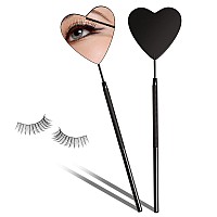 Buqikma Large Lash Mirror For Eyelash Extension Detachable Heart Shape Eyelash Mirror 45Angle Design Hand Mirror Stainless Steel