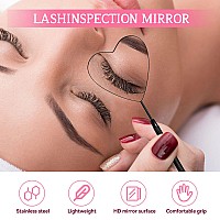 Buqikma Large Lash Mirror For Eyelash Extension Detachable Heart Shape Eyelash Mirror 45Angle Design Hand Mirror Stainless Steel