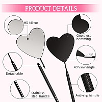 Buqikma Large Lash Mirror For Eyelash Extension Detachable Heart Shape Eyelash Mirror 45Angle Design Hand Mirror Stainless Steel