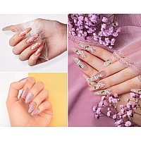 Flower Nail Art Stickers 5D Embossed Nail Decals Nail Art Design Self Adhesive Nail Supplies With Nail Tweezer Colorful Flower