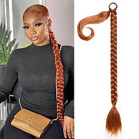 Charsun 32 Inch Long Braided Ponytail Extensions For Women Straight Wrap Around Hair Extensions With Hair Tie Natural Soft Diy