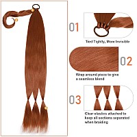 Charsun 32 Inch Long Braided Ponytail Extensions For Women Straight Wrap Around Hair Extensions With Hair Tie Natural Soft Diy