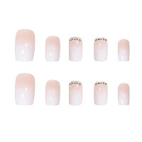 Rikview White Press On Nails Short Acrylic Nails French Tips Nails White Nails Glossy Square Full Cover Nails 24 Pcsset