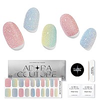 Adora Couture Semi Cured Gel Nail Strips 20Pcs Colorful Rainbow Shimmer Ombre Glaze Nail Strips Gel Nail Stickers With Uv Li