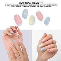 Adora Couture Semi Cured Gel Nail Strips 20Pcs Colorful Rainbow Shimmer Ombre Glaze Nail Strips Gel Nail Stickers With Uv Li