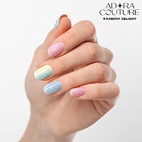 Adora Couture Semi Cured Gel Nail Strips 20Pcs Colorful Rainbow Shimmer Ombre Glaze Nail Strips Gel Nail Stickers With Uv Li