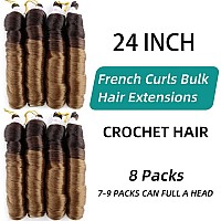 Mtmei Hair French Curly Braiding Hair For Box Braids 8 Packs 24 Inch 100Gpack Loose Wave Braiding Hair Crochet Spanish Curly Sp