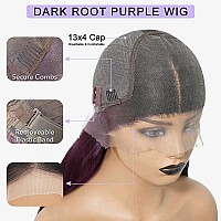 Ombre Burgundy Lace Front Wigs Human Hair 1B99J Colored 180 Density 13X4 Hd Transparent Lace Glueless Wig For Women Pre Plucke