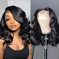 Caijuxing Lace Front Wigs Human Hai 13X4 Body Wave Lace Front Wigs For Black Women 180 Density Body Wave Bob Wigs Human Hair Pr