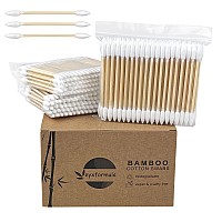 500 Pcs Cotton Swabs Double Precision Tips Cotton Swabs With Bamboo Sticks Ideal For Makeup Touchups Cleaning Double Poin