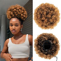 Yeame Afro Puff Drawstring Ponytail For Black Women Short Kinky Curly Afro Ponytail Synthetic Hair Puffs Premium Black Afro Bu