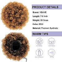 Yeame Afro Puff Drawstring Ponytail For Black Women Short Kinky Curly Afro Ponytail Synthetic Hair Puffs Premium Black Afro Bu