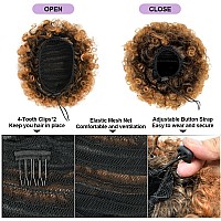 Yeame Afro Puff Drawstring Ponytail For Black Women Short Kinky Curly Afro Ponytail Synthetic Hair Puffs Premium Black Afro Bu